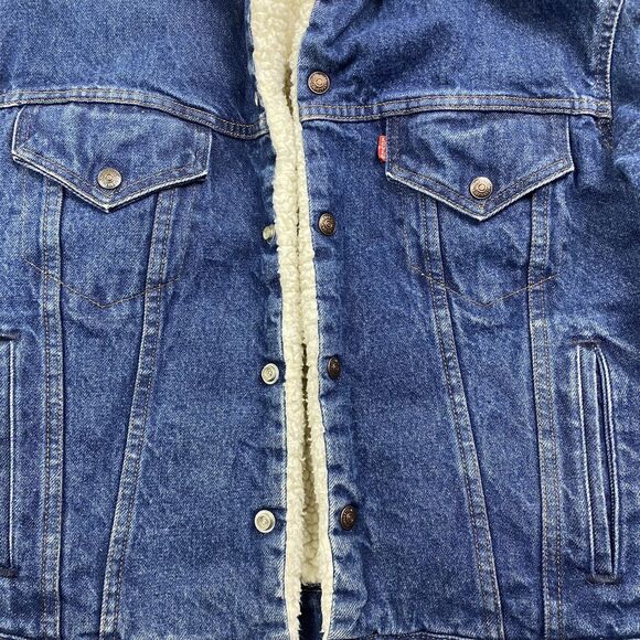 Levis Trucker Jacket M Blue Sherpa Lined Vintage Denim Made in USA 70s/80s - Picture 2 of 16